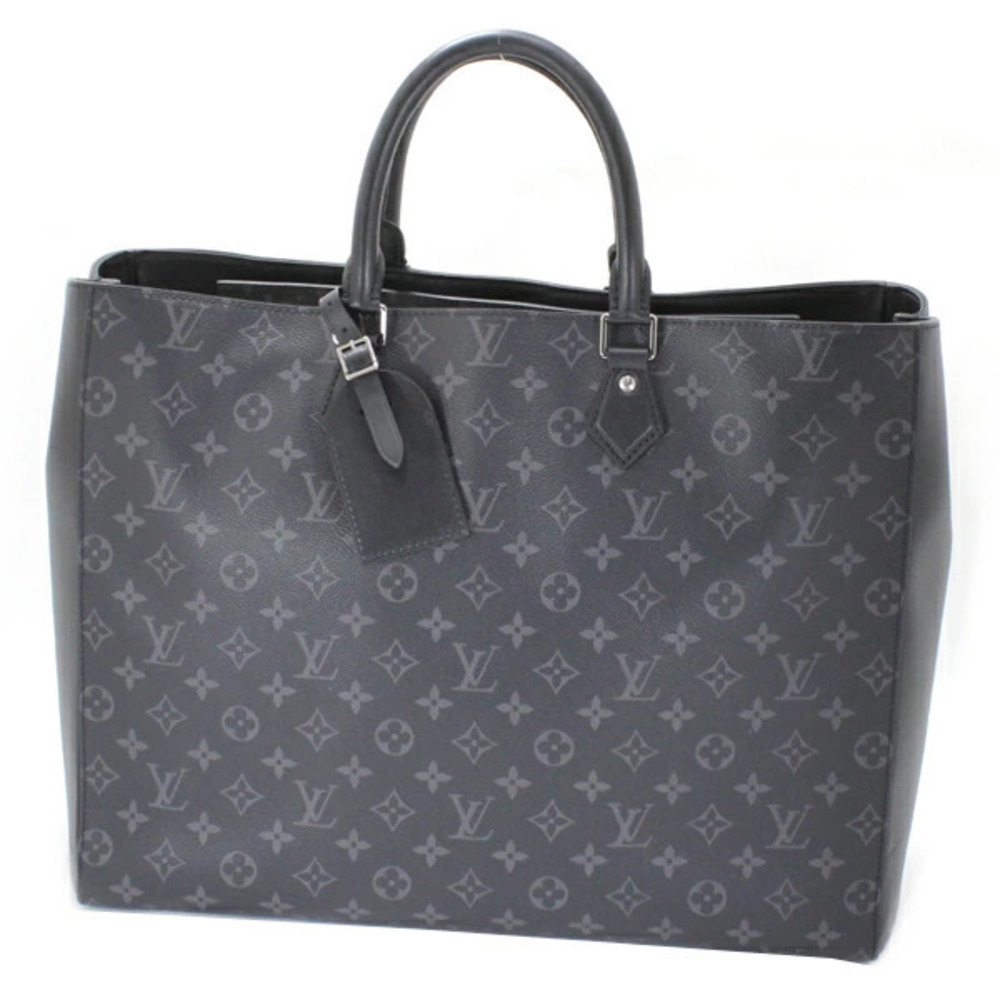 Louis Vuitton Grand Sac Monogram Eclipse Black Leather Tote Bag Black Business